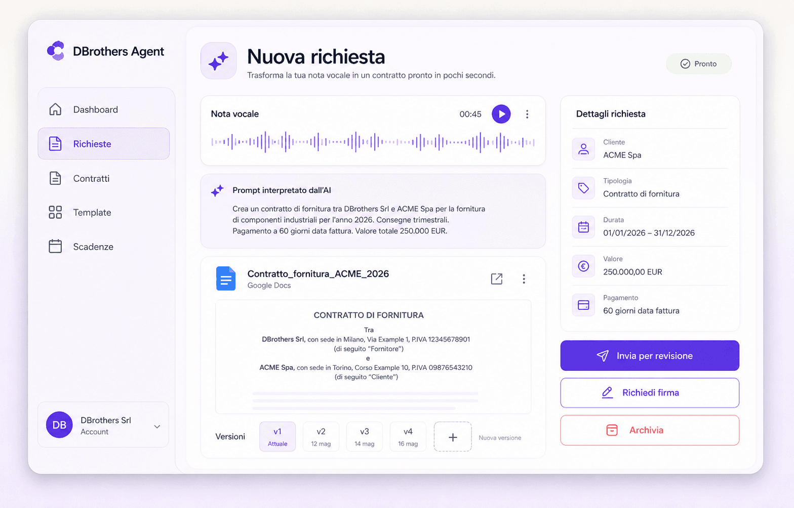 Contract-Drafting Agent interface